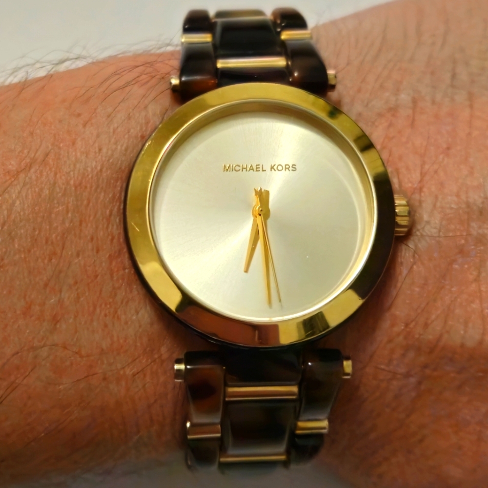Michael Kors Delray Gold-Tone Dial Tortoise Acetate Ladies Watch, model MK4314